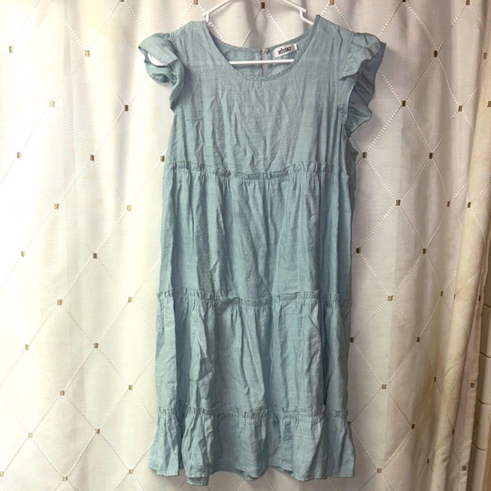 Women's Light Blue Ruffle Dress - Picture 5 of 9